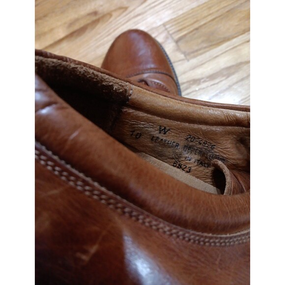 Johnston & Murphy Passport 10W Brown Leather Cap Toe Derby Oxford Shoes Italy - Picture 10 of 11